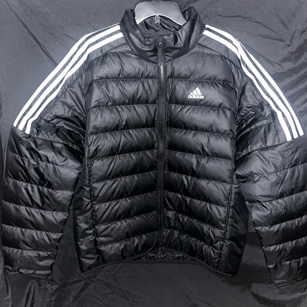 Adidas Men's Black and White Puffer Jacket